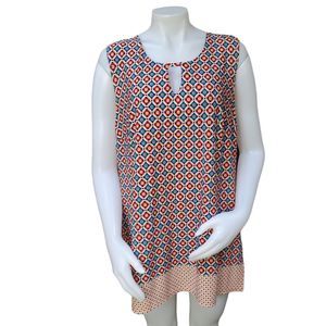 Roz And Ali Womens Sleeveless Blouse Size XL Peekaboo Front Stretch Tunic Length